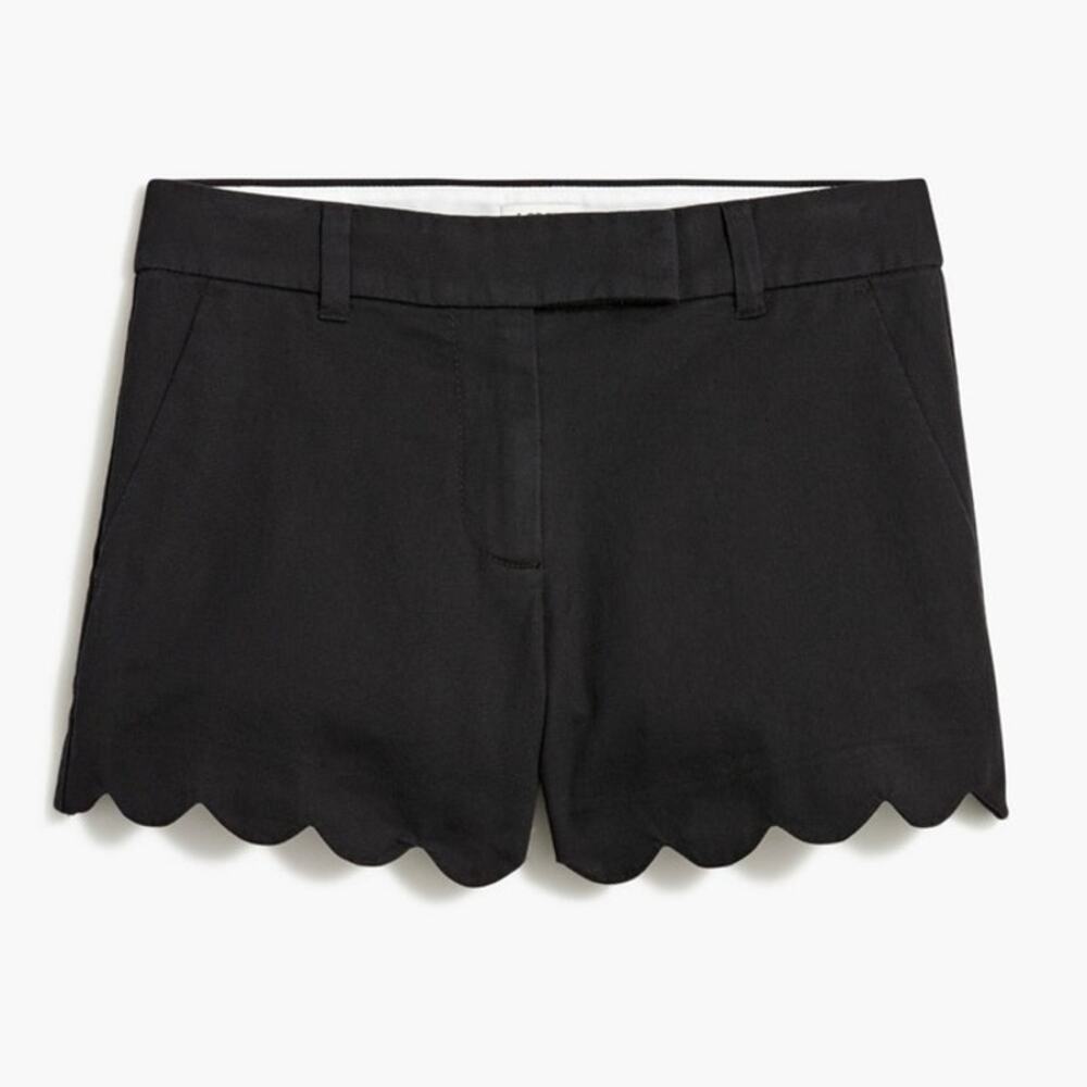 NWT J. Crew 4” Shorts Scalloped Hem Black Size 6